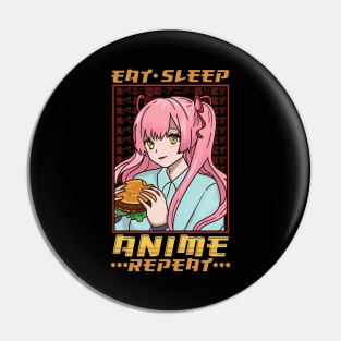 Funny Anime Obsessed Girl Eat Sleep Anime Repeat Pin