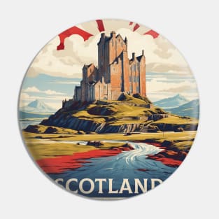 Scotland England Vintage Travel Tourism Poster Pin