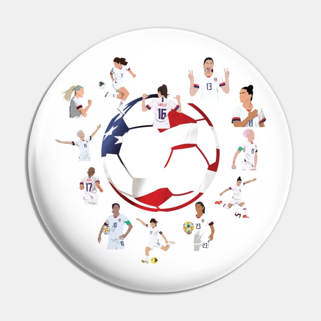 USWNT Heart USA Flag Soccer Ball Pin by Hevding