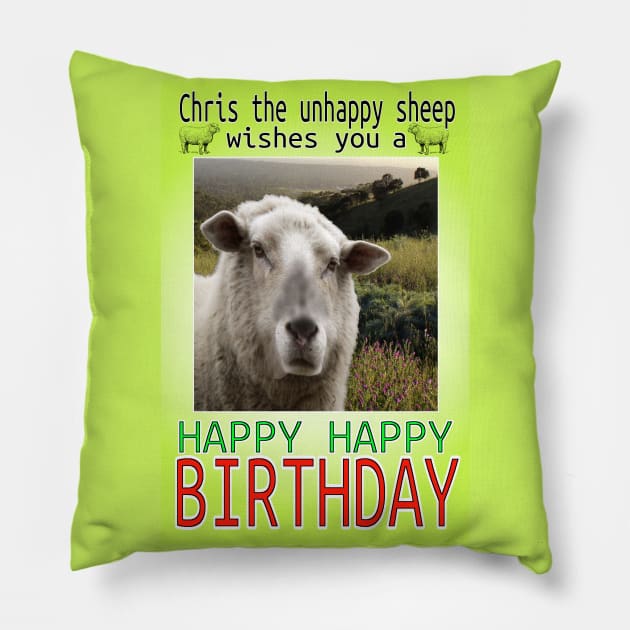 Father Ted Birthday Sheep Pillow by Loganferret