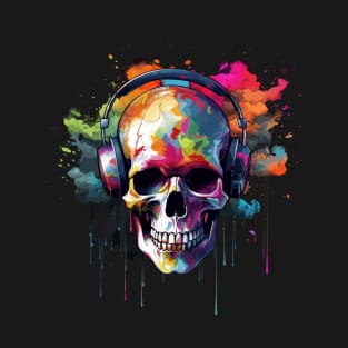 Skull Explosion Colorful Paint Cloud Graffiti Street Art T-Shirt