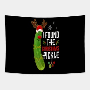 I Found The Christmas Pickle Funny Santa Pickle Xmas Lights Tapestry