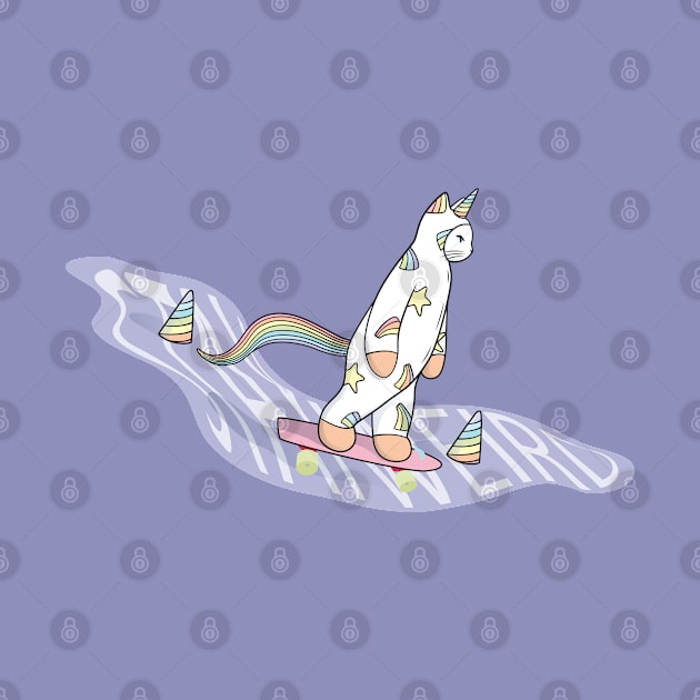 Weird Unicorn Cat skateboarding throughout the universe by runcatrun