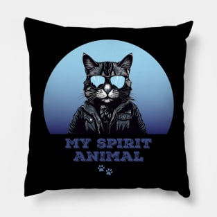 My spirit animal - cat in blue Pillow