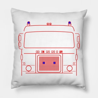 Dennis D Series 1970s British classic fire engine outline red Pillow