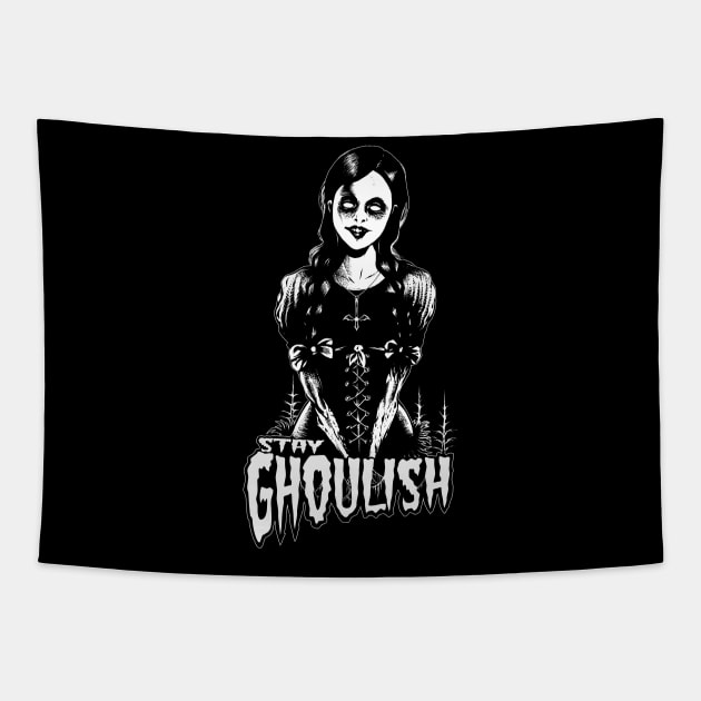 Goth dead girl, Stay Ghoulish! Tapestry by wildsidecomix