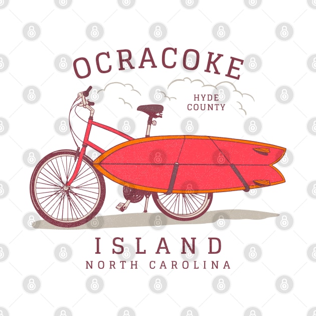 Ocracoke Island, NC Summer Vacation Bike and Surfboard by Contentarama