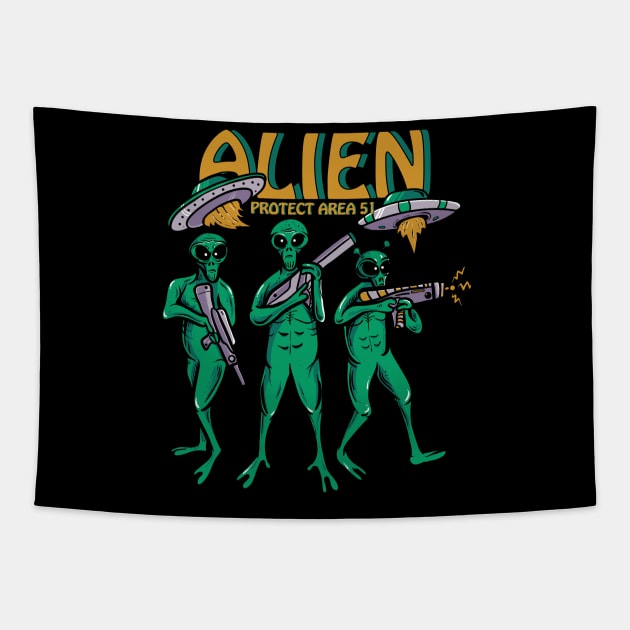 Alien Protect Area 51 Tapestry by PlasticGhost