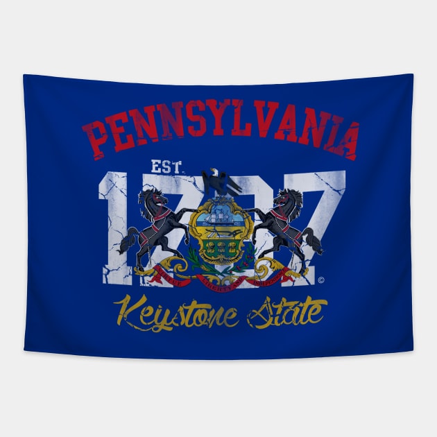 Vintage Pennsylvania Keystone State Tapestry by E