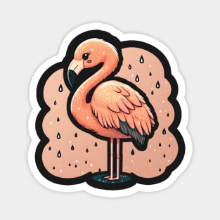 Cute Pink Svelte Flamingo Portrait Magnet