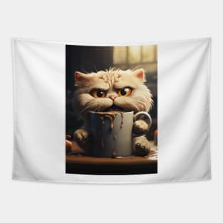 Funny Cat Drinking Tapestry