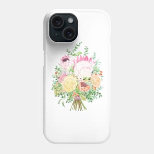 pink and yellow protea bouquet Phone Case