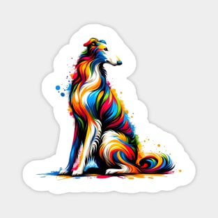 Vibrant Borzoi in Colorful Paint Splash Style Magnet
