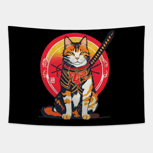 Cat Ronin Tapestry by deniadrian