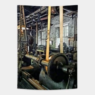 Building Trades - Large Lathe in Machine Shop Tapestry