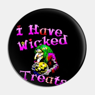 Halloween Wicked Treats Witch 8 Bits Art Pin