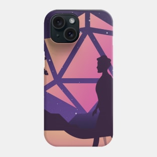 Synthwave Futuristic City Polyhedral D20 Dice Moon RPG Landscape Phone Case