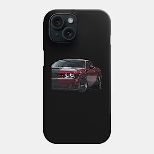 Blazing Inferno: Red Dodge Challenger Fiery Body High Posterize Car Design for Teen Enthusiasts Phone Case