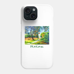 Woman girl peaceful relaxed walking in park zen yoga buddhism Phone Case