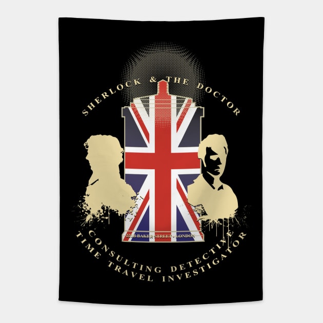 SHERLOCK & THE DOCTOR Tapestry by KARMADESIGNER T-SHIRT SHOP