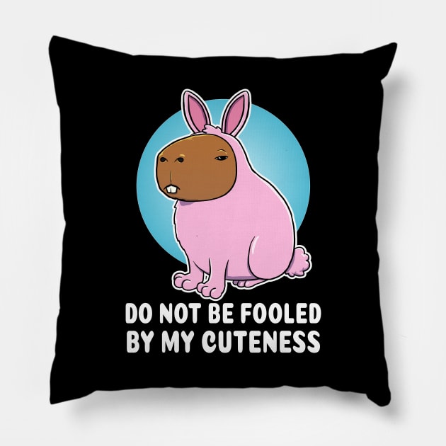 Do not be fooled by my cuteness Capybara Bunny Costume Pillow by capydays