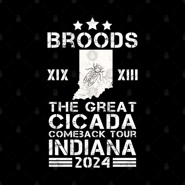 Great Cicada Comeback Tour Indiana 2024 Cicada broods XIII and XIX by TeeTypo