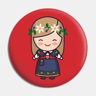 Cute Traditional Scandinavian Girl Pin