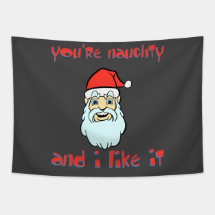 You're Naughty and I like it funny cartoon Santa christmas xmas Tapestry