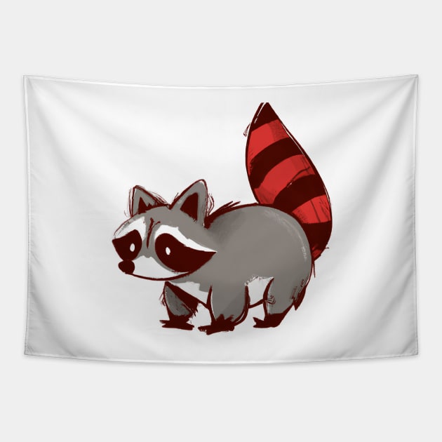 Cute Raccoon Drawing Tapestry by Play Zoo