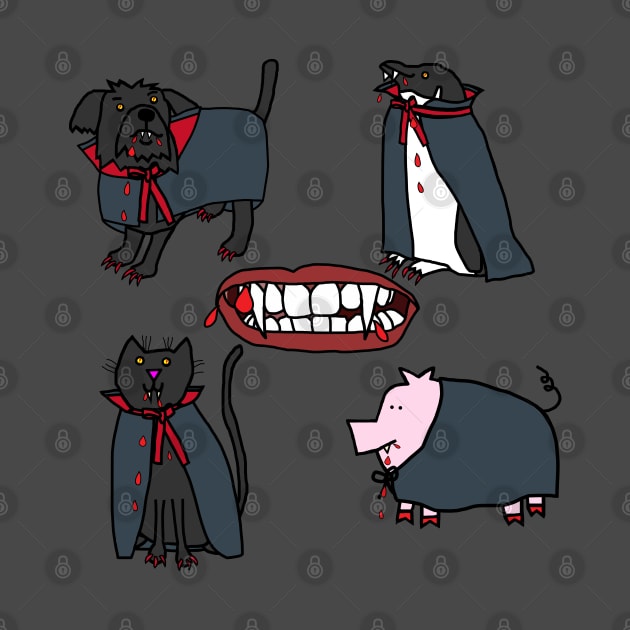 Halloween Horror Vampire Cute Animals by ellenhenryart