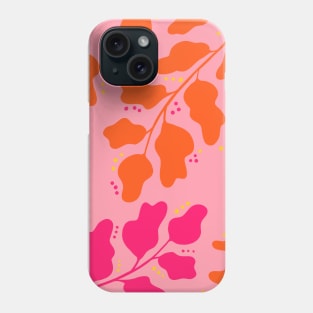 Pink and orange leaves floral pattern Phone Case