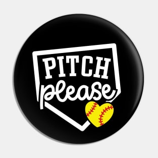 Pitch Please Softball Player Mom Cute Funny Pin