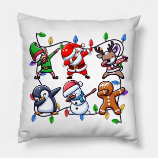 Dab Dancing Christmas Tree Lights Squad Pillow