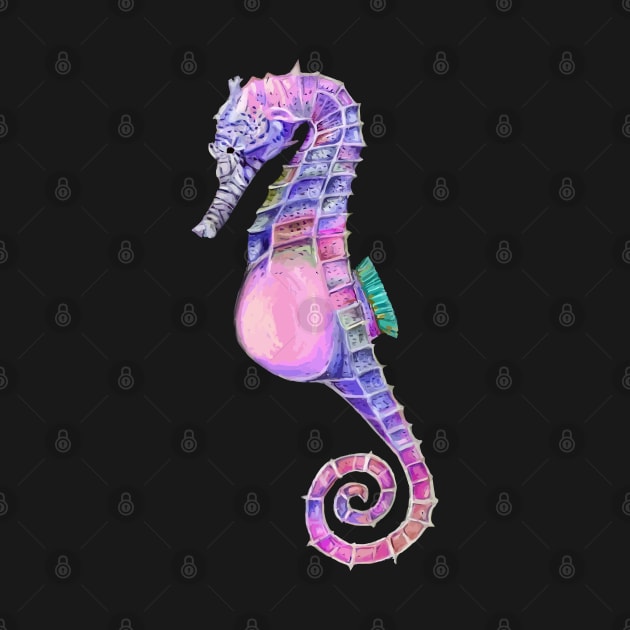 Cool Purple Pink and Blue Seahorse by labstud