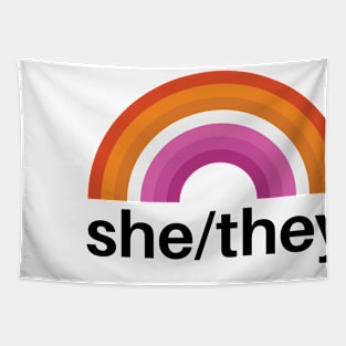 She/They Pronouns Lesbian Pride Tapestry