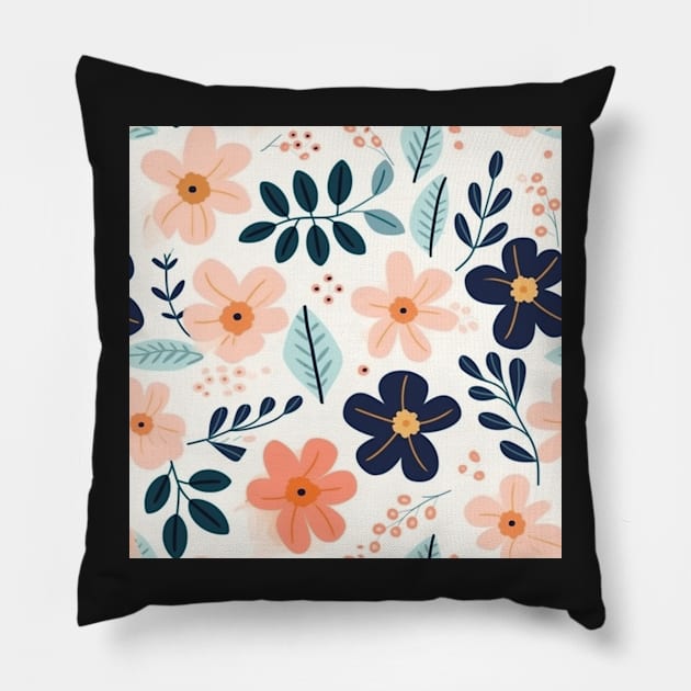 Seamless Floral Pattern Spring Flower Texture Pillow by AstroWolfStudio