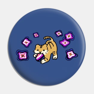 Tiger Pride Flag (Genderfluid) with Cute Flower Rainbow Drop Pin