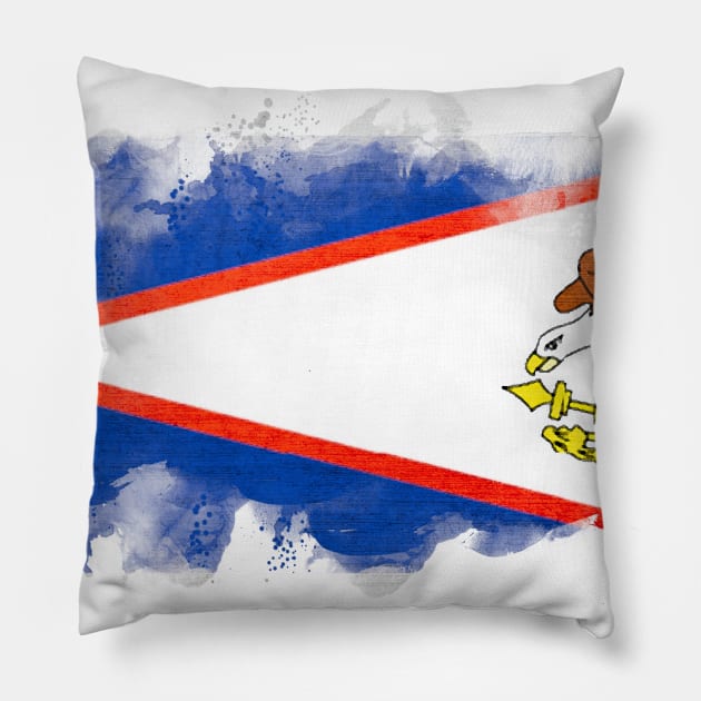 American Samoa watercolor flag Pillow by Mig's Design Shop