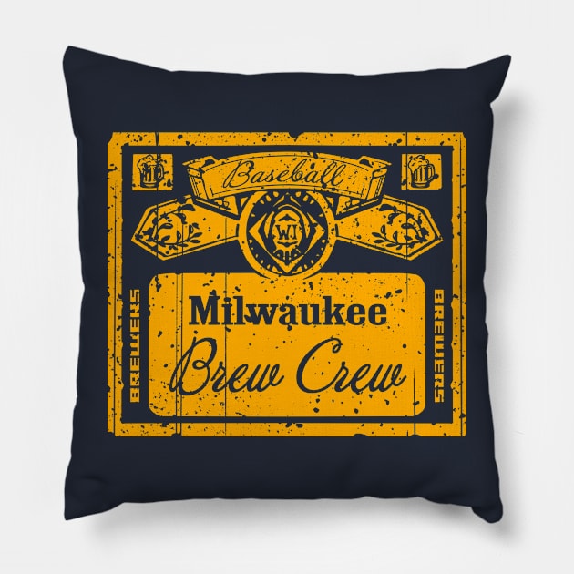 Vintage Brew Crew Beer Pillow by Throwzack