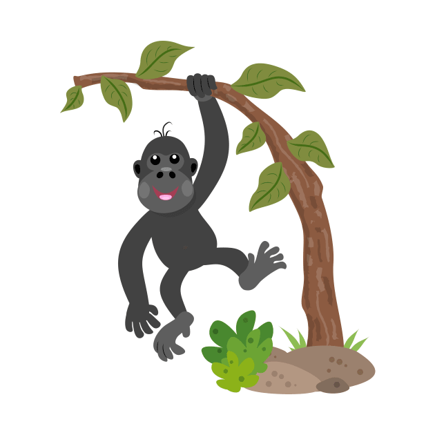 Cute happy baby gorilla cartoon illustration by FrogFactory