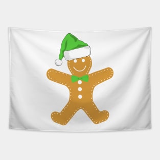 GINGERBREAD Man Christmas Green Tapestry