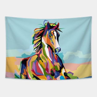 Abstract horse paintings in WPAP Tapestry