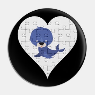 Jigsaw  Sea Lion Heart Design - Fish Sea Lion Pin