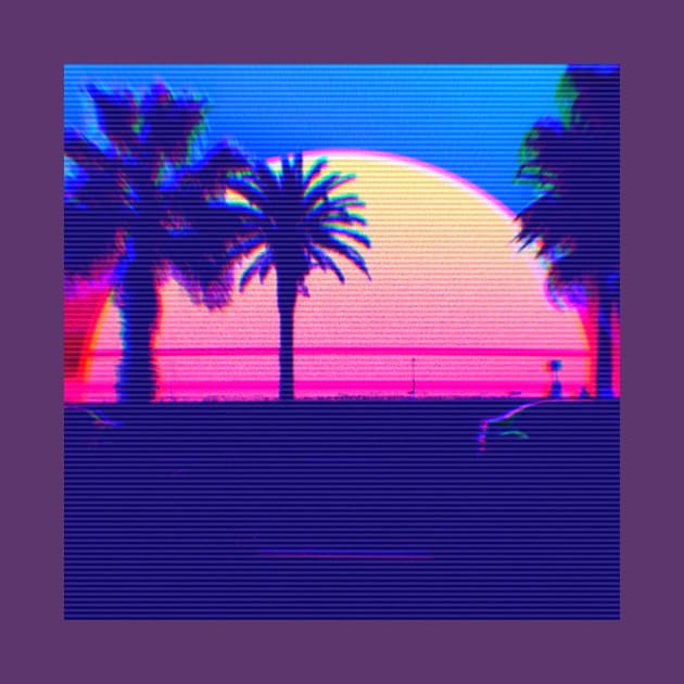 retrowave palms sunset by lofi_retrowave