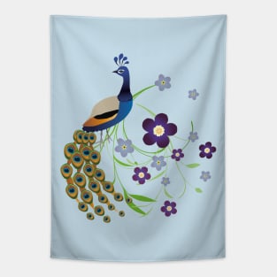 Peacock with flowers Tapestry