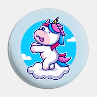 Cute Unicorn Dancing On Cloud Cartoon Pin