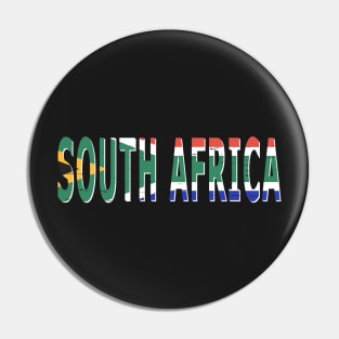 South Africa Text in Colors of the South African Flag Pin