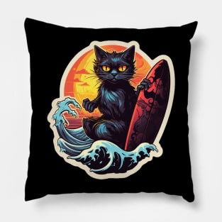 Black Cat Surf Club Pillow