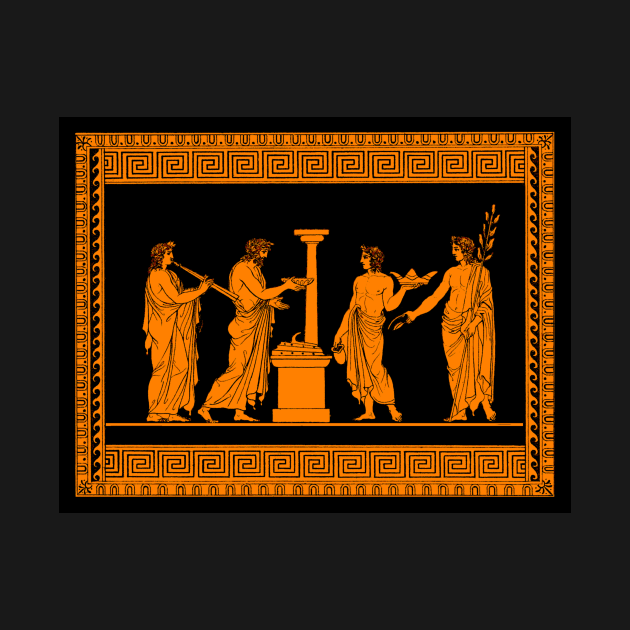 Red figure Greek vase offering scene by WillowNox7