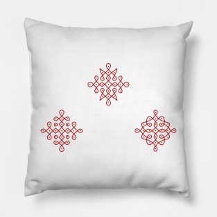 Dot Kolam outline in red Pillow